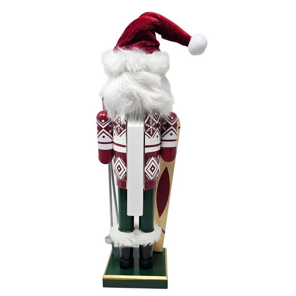14" Male Skier Downhill With Red Hat Nutcracker, Christmas Decor - Picture 3 of 4